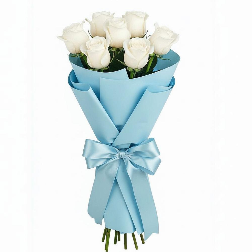 Букет 7 белых роз Проуд в Синих Липягах