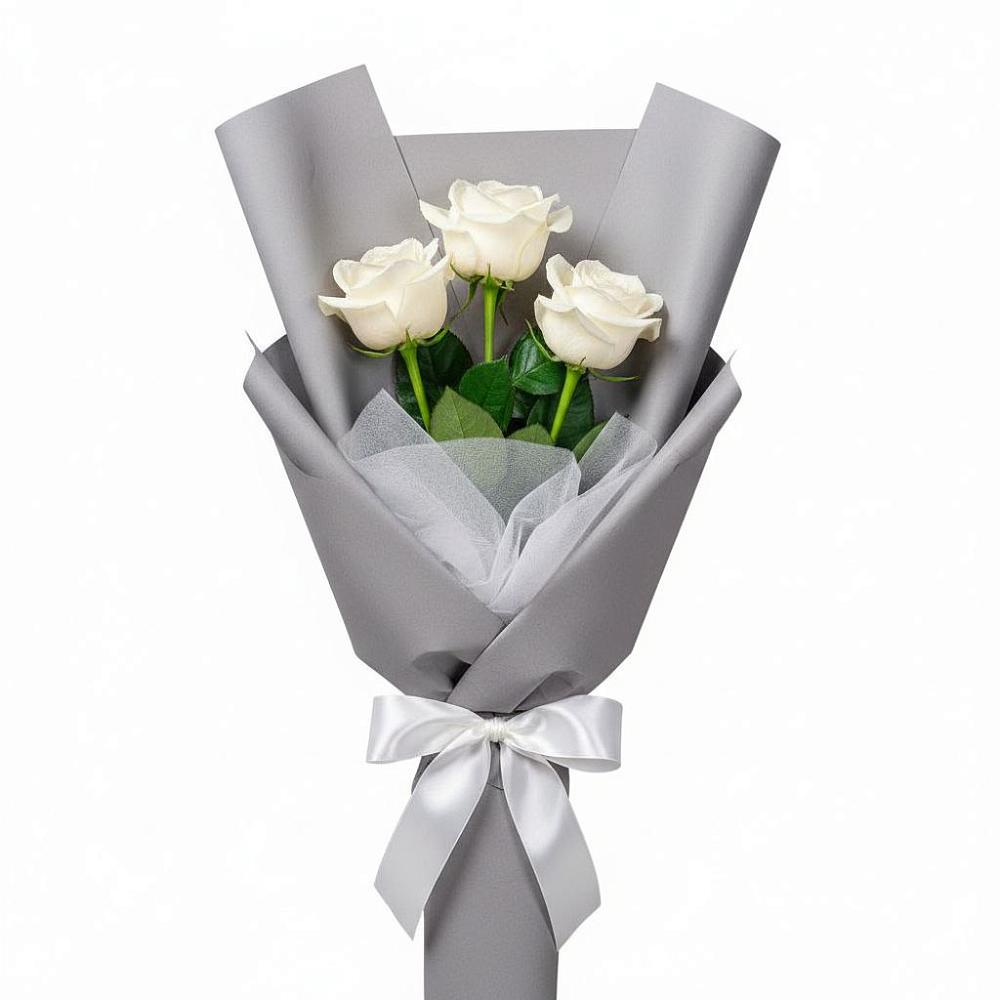 Букет 3 белые розы в Синих Липягах