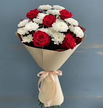 Букет цветов из:  Розы и Хризантемы в Синих Липягах