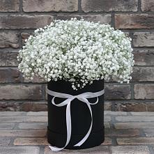 Цветочная композиция из Гипсофила в шляпной коробке в Синих Липягах