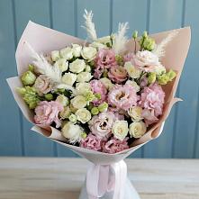 Букет цветов из:  Альстромерии и Розы #REPLACE_PRED# Синих Липягах