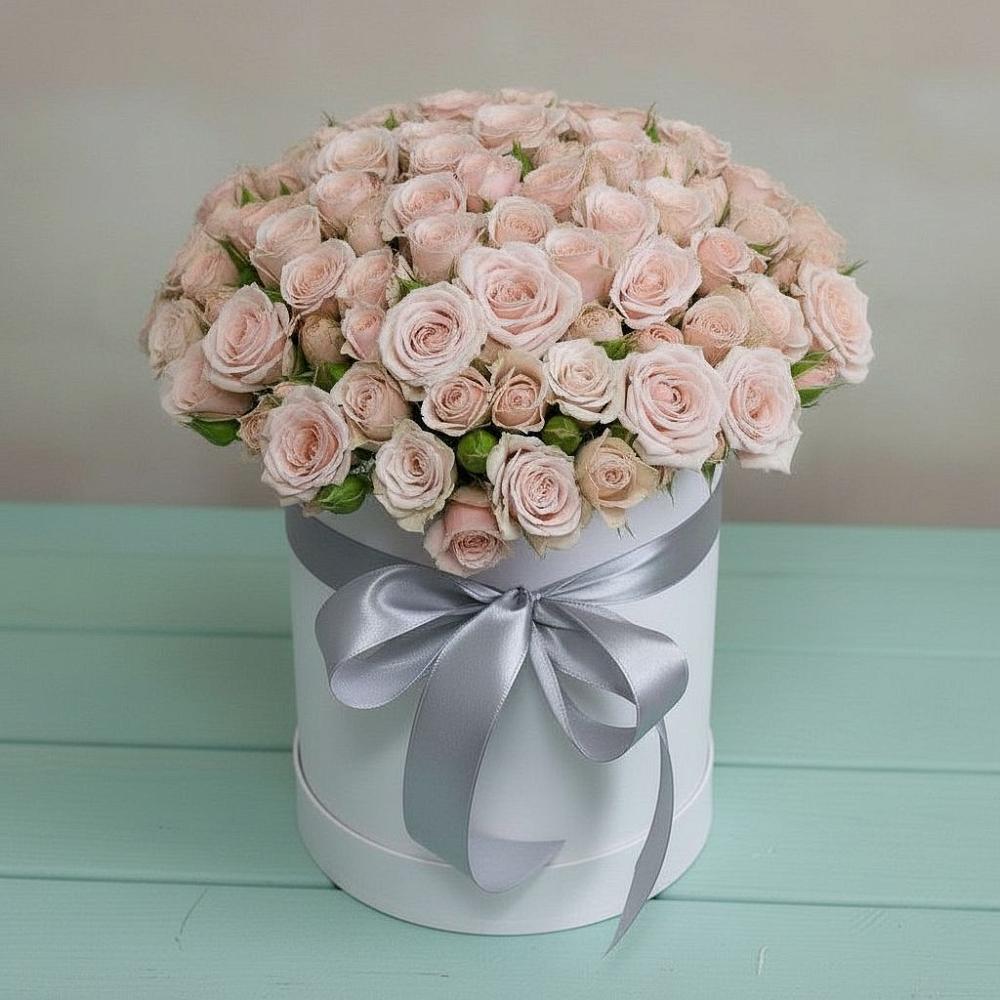 Цветочная композиция из Розы в шляпной коробке в Синих Липягах